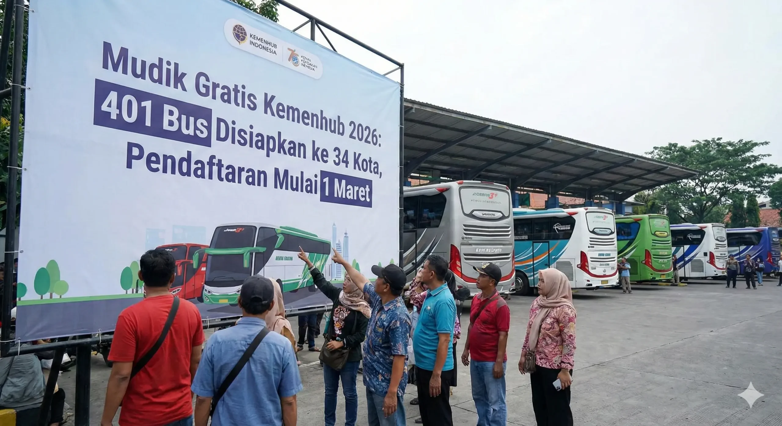 Mudik Gratis Kemenhub 2026: 401 Bus Disiapkan ke 34 Kota, Pendaftaran Mulai 1 Maret