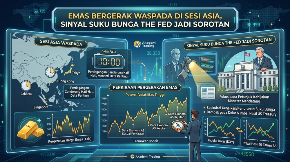 Emas Bergerak Waspada di Sesi Asia, Sinyal Suku Bunga The Fed Jadi Sorotan