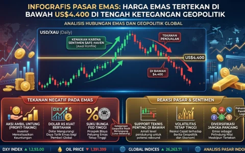 Harga Emas Tertekan di Bawah US$4.400 di Tengah Ketegangan Geopolitik