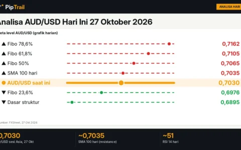 Analisa AUD/USD Hari Ini 27 Oktober 2026: Bertahan di Atas 0,7000, Tertahan SMA 100 di 0,7035 Jelang Rilis CPI Australia