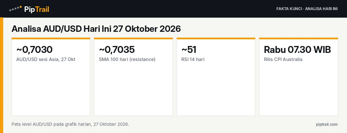 Fakta kunci: Analisa AUD/USD Hari Ini 27 Oktober 2026: Bertahan di Atas 0,7000, Tertahan SMA 100 di 0,7035 Jelang Rilis CPI Australia