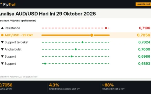 Analisa AUD/USD Hari Ini 29 Oktober 2026: Aussie 0,7056, Tertinggi Lima Pekan setelah Inflasi 4,3%