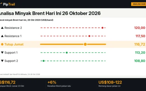 Analisa Minyak Brent Hari Ini 26 Oktober 2026: Bertahan di Dekat US$117, Tertinggi Sejak Mei di Tengah Risiko Pasokan Timur Tengah