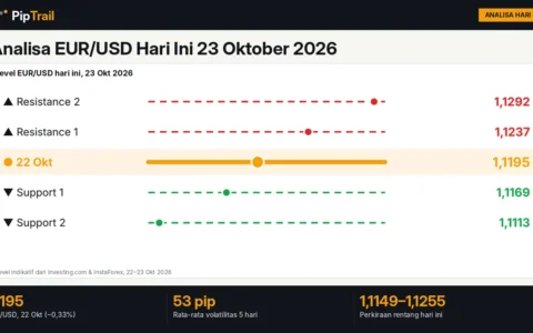 Analisa EUR/USD Hari Ini 23 Oktober 2026: Bertahan di 1,1200, Rentang Harian 1,1149–1,1255 Jelang PMI dan Review Rating Prancis