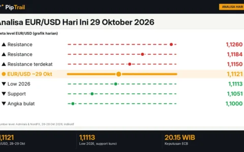 Analisa EUR/USD Hari Ini 29 Oktober 2026: Euro di 1,1121 Dekat Low Tahunan Jelang Keputusan ECB