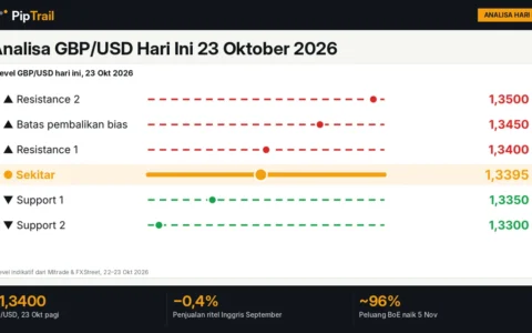 Analisa GBP/USD Hari Ini 23 Oktober 2026: Tertahan di Bawah 1,3400 Usai Penjualan Ritel Inggris Turun 0,4%