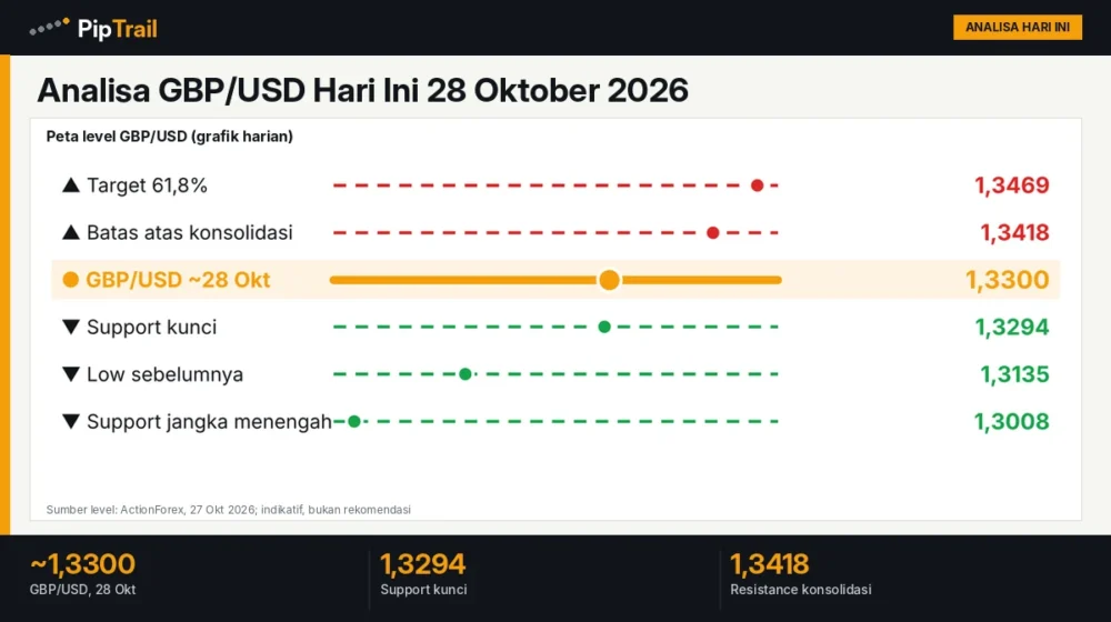 Analisa GBP/USD Hari Ini 28 Oktober 2026: Pound di Sekitar 1,3300 Menguji Support 1,3294 Jelang Anggaran Inggris dan FOMC 1 Analisa GBP/USD Hari Ini 28 Oktober 2026: Pound di Sekitar 1,3300 Menguji Support 1,3294 Jelang Anggaran Inggris dan FOMC