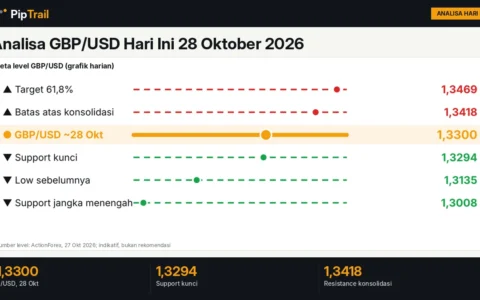 Analisa GBP/USD Hari Ini 28 Oktober 2026: Pound di Sekitar 1,3300 Menguji Support 1,3294 Jelang Anggaran Inggris dan FOMC