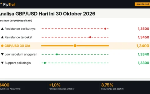 Analisa GBP/USD Hari Ini 30 Oktober 2026: Pound di 1,3400, Naik 1% Sebulan Jelang BoE