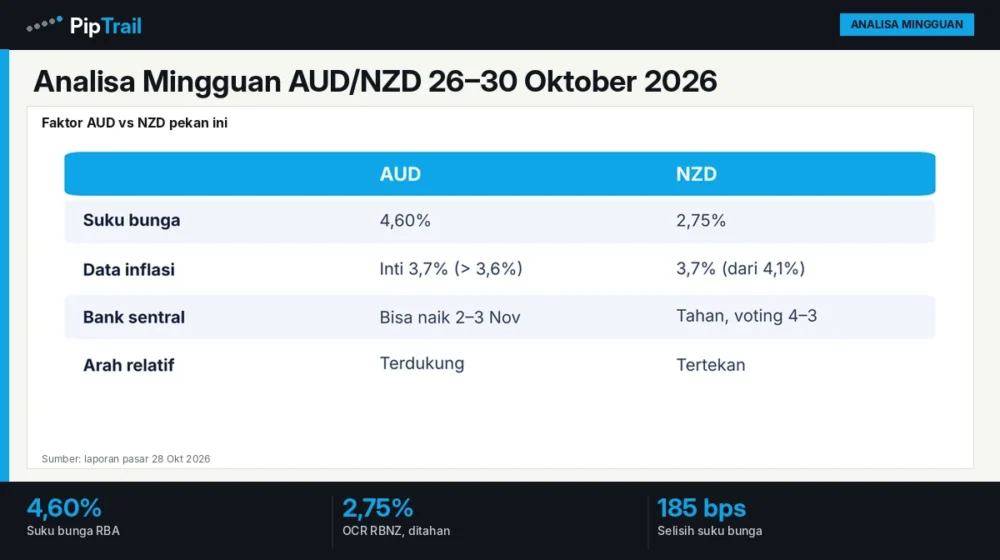 Analisa Mingguan AUD/NZD 26–30 Oktober 2026: CPI Australia di Atas Perkiraan dan RBNZ Menahan Suku Bunga, Divergensi Mendukung AUD