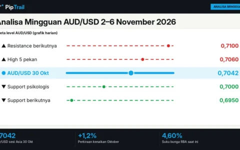 Analisa Mingguan AUD/USD 2–6 November 2026: 0,7042 Jelang Keputusan RBA 3 November