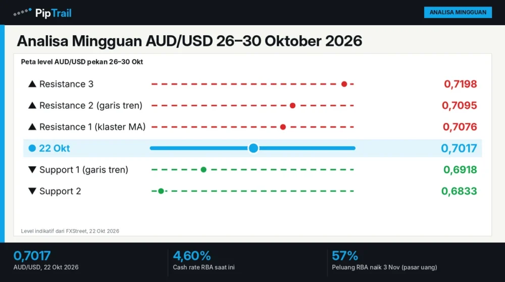 Analisa Mingguan AUD/USD 26–30 Oktober 2026: Bertahan di 0,7000 Jelang CPI Australia dan Rapat RBA 3 November 1 Analisa Mingguan AUD/USD 26–30 Oktober 2026: Bertahan di 0,7000 Jelang CPI Australia dan Rapat RBA 3 November