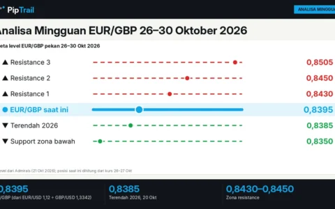 Analisa Mingguan EUR/GBP 26–30 Oktober 2026: Dekat Terendah Tahun Ini di 0,8385, Anggaran Inggris dan ECB Jadi Penentu