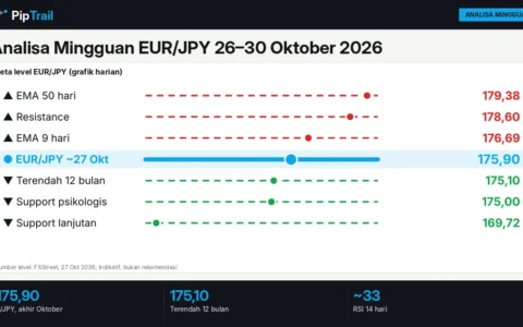 Analisa Mingguan EUR/JPY 26–30 Oktober 2026: Dekat Terendah 12 Bulan di 175,10, RSI 33, Menunggu ECB dan BoJ