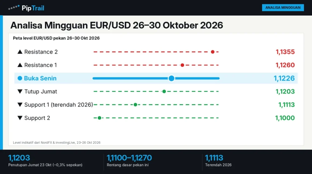 Analisa Mingguan EUR/USD 26–30 Oktober 2026: ECB, FOMC, dan Data PCE dalam Satu Pekan, Rentang 1,1100–1,1270 Jadi Acuan