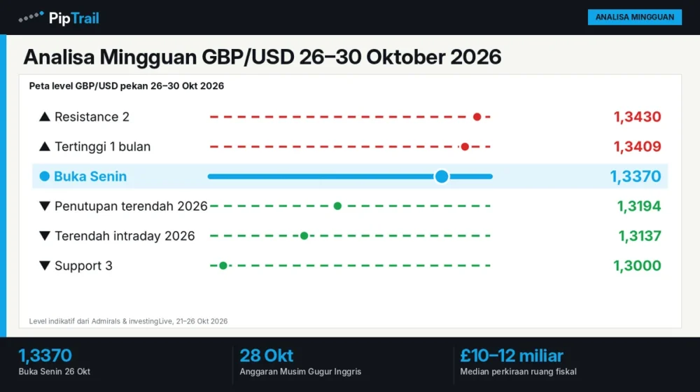 Analisa Mingguan GBP/USD 26–30 Oktober 2026: Anggaran Musim Gugur Inggris dan FOMC di Hari yang Sama, Ini Skenario Pound 1 Analisa Mingguan GBP/USD 26–30 Oktober 2026: Anggaran Musim Gugur Inggris dan FOMC di Hari yang Sama, Ini Skenario Pound