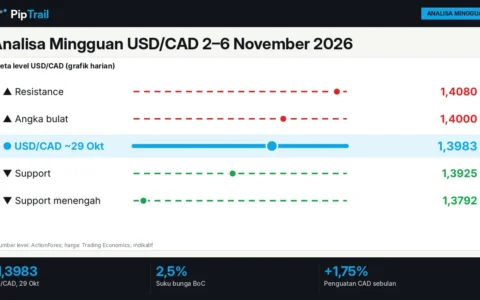 Analisa Mingguan USD/CAD 2–6 November 2026: 1,3983 Menguji Support setelah BoC Naikkan Suku Bunga