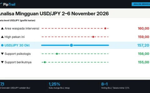 Analisa Mingguan USD/JPY 2–6 November 2026: Yen Menguat ke 157 setelah BoJ Voting 8–1