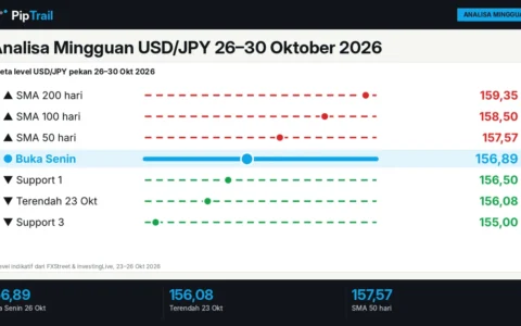 Analisa Mingguan USD/JPY 26–30 Oktober 2026: Pola Hammer di Dekat 156,00 Jelang FOMC dan Keputusan BoJ 30 Oktober