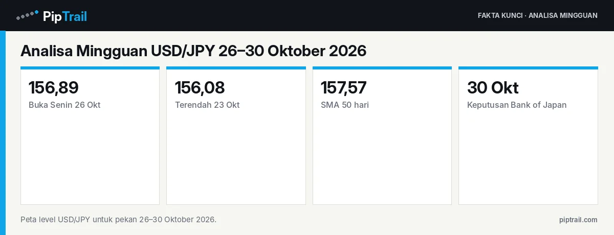 Fakta kunci: Analisa Mingguan USD/JPY 26–30 Oktober 2026: Pola Hammer di Dekat 156,00 Jelang FOMC dan Keputusan BoJ 30 Oktober