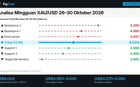 Analisa Mingguan XAU/USD 26–30 Oktober 2026: Emas Uji Zona US$4.000 Jelang FOMC, Ini Skenario dan Level Kuncinya