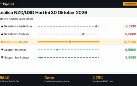 Analisa NZD/USD Hari Ini 30 Oktober 2026: 0,5640 Datar Sebulan Jelang Data Kerja Selandia Baru