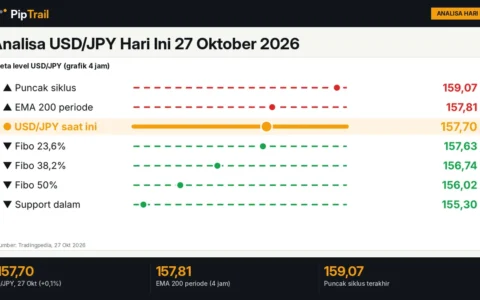Analisa USD/JPY Hari Ini 27 Oktober 2026: Pulih ke 157,70 dan Menguji EMA 200 di 157,81 Jelang FOMC dan BoJ