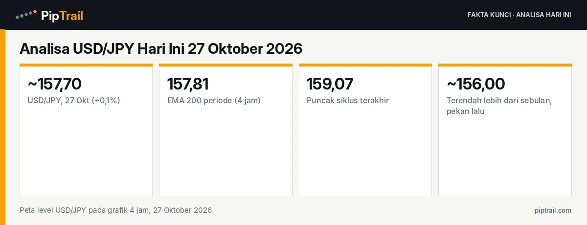 Fakta kunci: Analisa USD/JPY Hari Ini 27 Oktober 2026: Pulih ke 157,70 dan Menguji EMA 200 di 157,81 Jelang FOMC dan BoJ