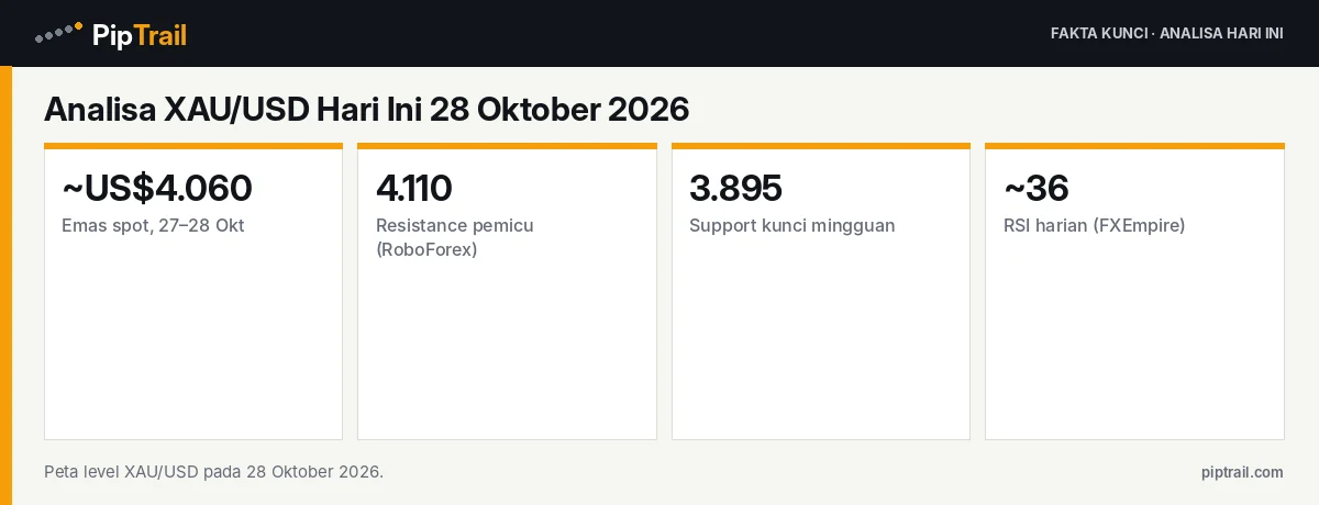 Fakta kunci: Analisa XAU/USD Hari Ini 28 Oktober 2026: Emas Bertahan di Sekitar US$4.060, Resistance 4.079 dan 4.110 Jelang FOMC