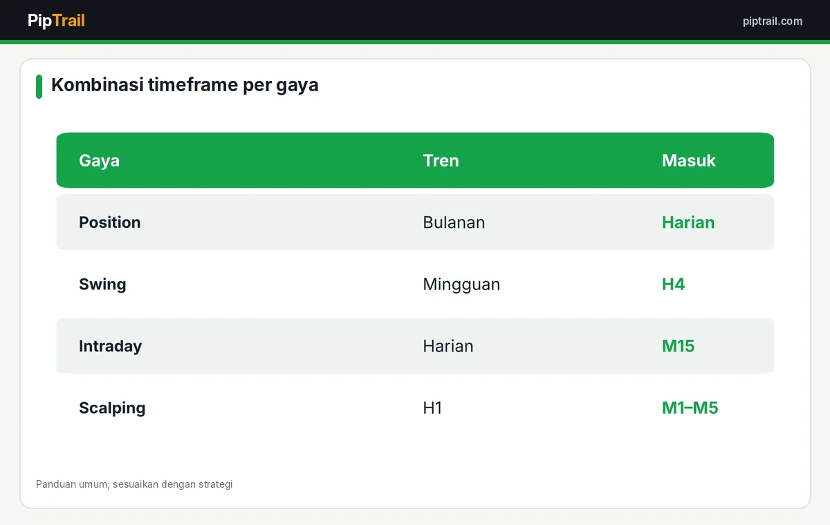 Kombinasi timeframe berdasarkan gaya trading