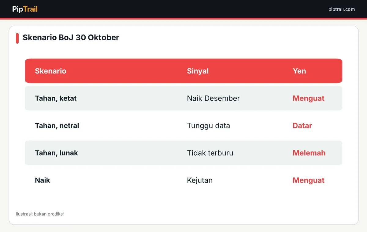 Skenario keputusan Bank of Japan dan reaksi yen