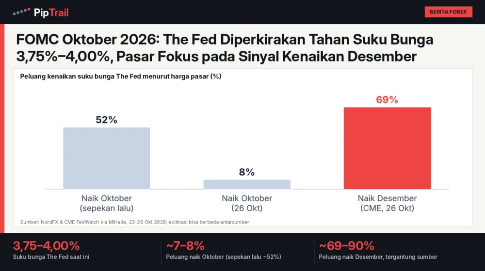 FOMC Oktober 2026: The Fed Diperkirakan Tahan Suku Bunga 3,75%–4,00%, Pasar Fokus pada Sinyal Kenaikan Desember 1 FOMC Oktober 2026: The Fed Diperkirakan Tahan Suku Bunga 3,75%–4,00%, Pasar Fokus pada Sinyal Kenaikan Desember