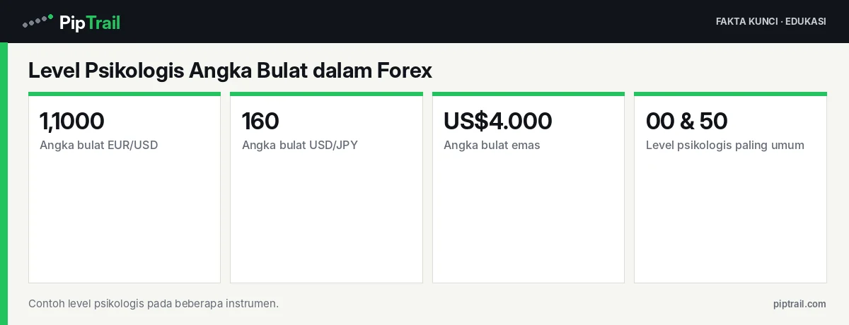 Fakta kunci: Level Psikologis Angka Bulat dalam Forex: Contoh 1,1000, 160, dan US$4.000 serta Cara Memakainya