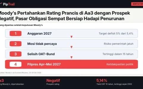 Moody's Pertahankan Rating Prancis di Aa3 dengan Prospek Negatif, Pasar Obligasi Sempat Bersiap Hadapi Penurunan