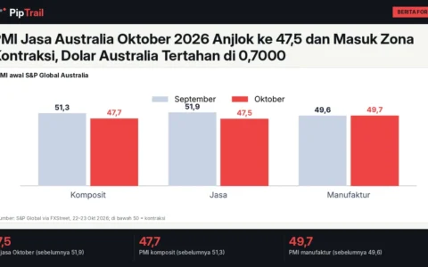 PMI Jasa Australia Oktober 2026 Anjlok ke 47,5 dan Masuk Zona Kontraksi, Dolar Australia Tertahan di 0,7000