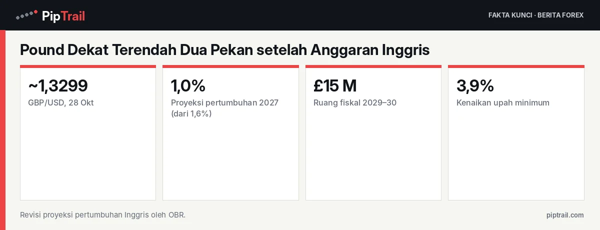 Fakta kunci: Pound Dekat Terendah Dua Pekan setelah Anggaran Inggris: OBR Pangkas Pertumbuhan 2027 ke 1%