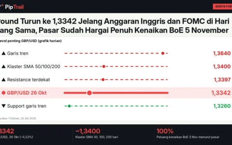 Pound Turun ke 1,3342 Jelang Anggaran Inggris dan FOMC di Hari yang Sama, Pasar Sudah Hargai Penuh Kenaikan BoE 5 November