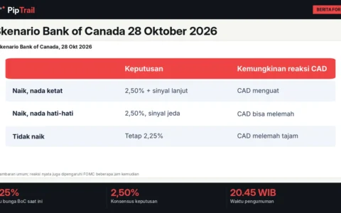 Skenario Bank of Canada 28 Oktober 2026: Naik ke 2,50% Sudah Diperkirakan, Nada Pernyataan Menentukan Reaksi CAD dan USD/CAD