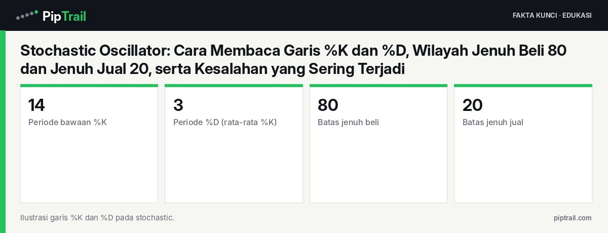 Fakta kunci: Stochastic Oscillator: Cara Membaca Garis %K dan %D, Wilayah Jenuh Beli 80 dan Jenuh Jual 20, serta Kesalahan yang Sering Terjadi