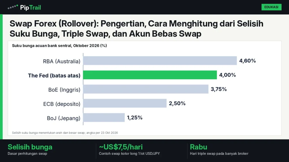 Swap Forex (Rollover): Pengertian, Cara Menghitung dari Selisih Suku Bunga, Triple Swap, dan Akun Bebas Swap 1 Swap Forex (Rollover): Pengertian, Cara Menghitung dari Selisih Suku Bunga, Triple Swap, dan Akun Bebas Swap