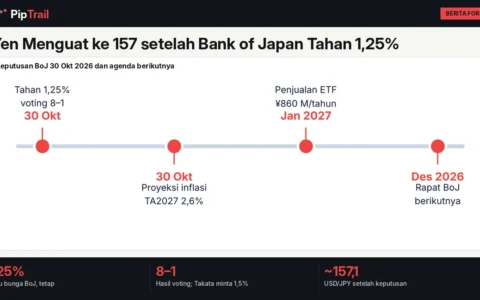 Yen Menguat ke 157 setelah Bank of Japan Tahan 1,25%: Takata Minta Naik, Proyeksi Inflasi Direvisi